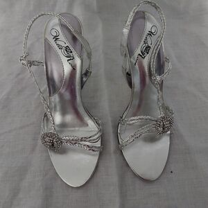 Wild Rose Silver Strappy Heels